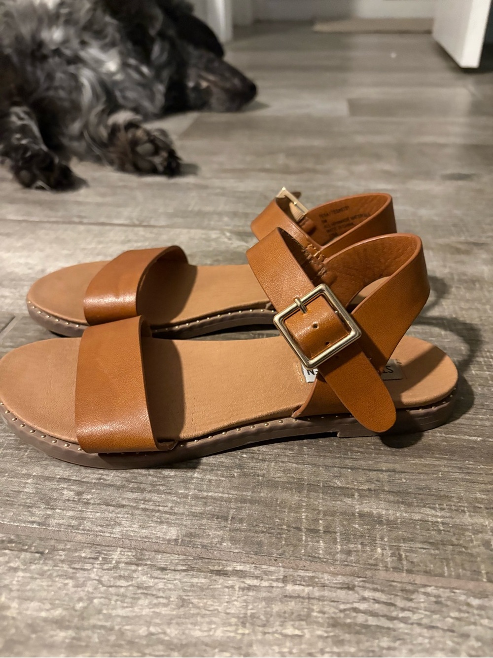 Steve Madden Cognac Leather Ankle-Strap Sandals